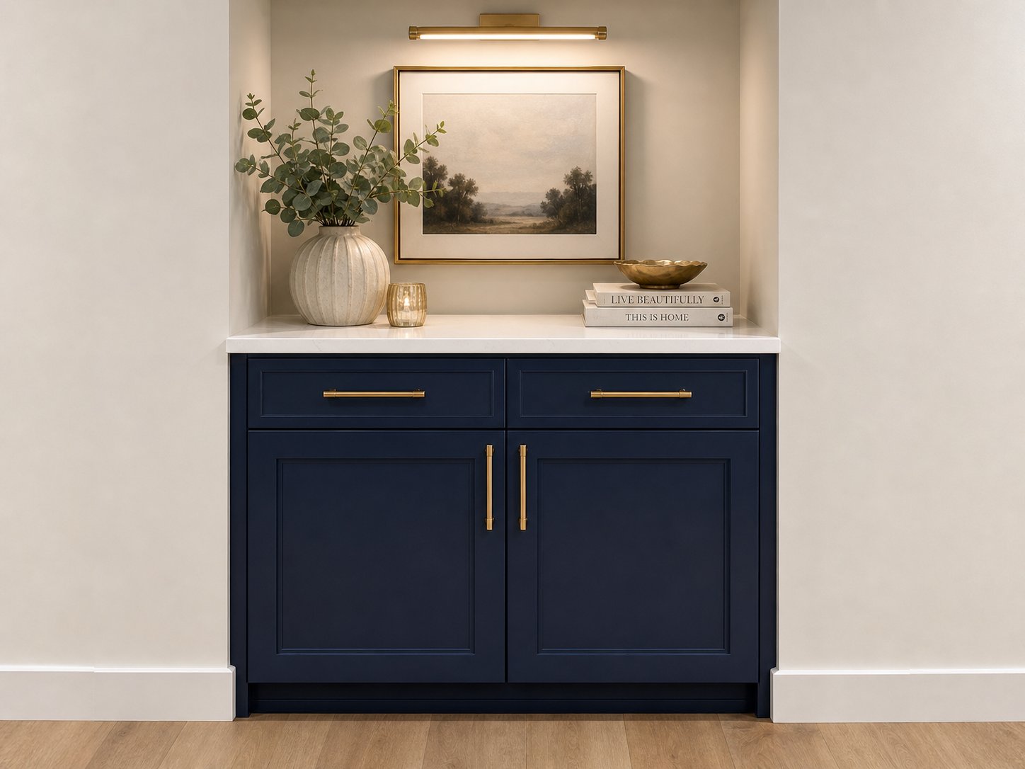 Navy blue built-in cabinet Edmonton
