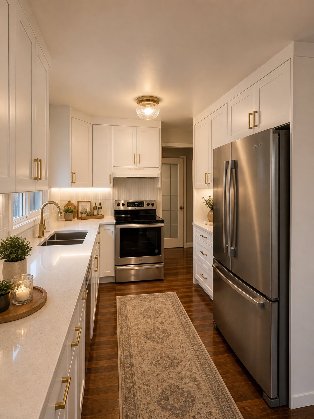 White galley kitchen cabinets Edmonton