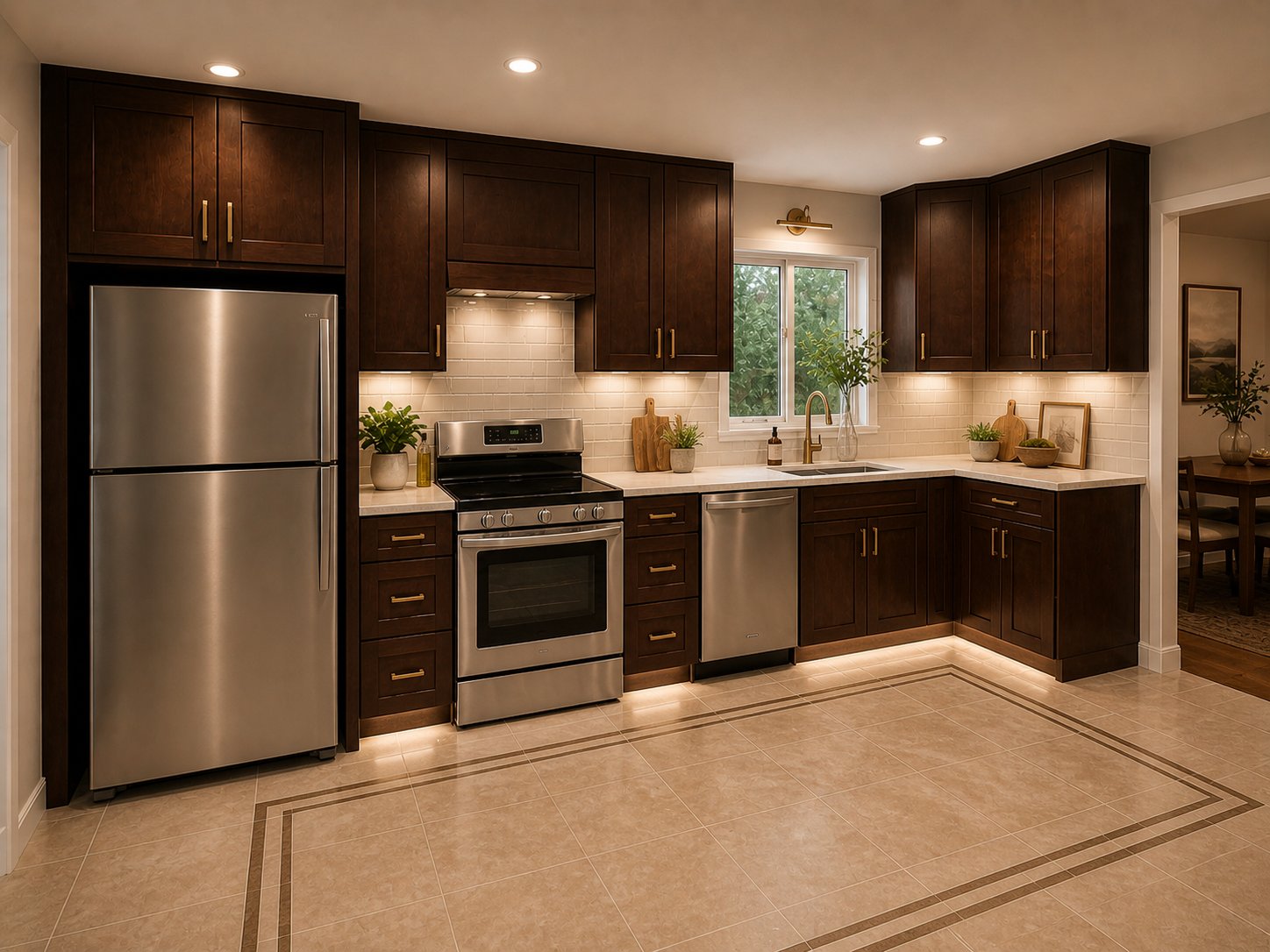 dark walnut kitchen cabinets Edmonton custom design supply installation
